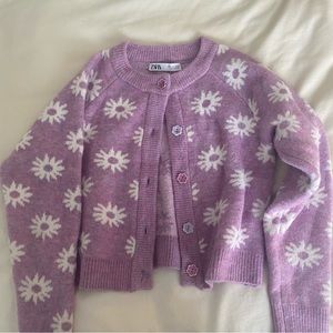 Zara Pink / Purple Flower Print Cardigan